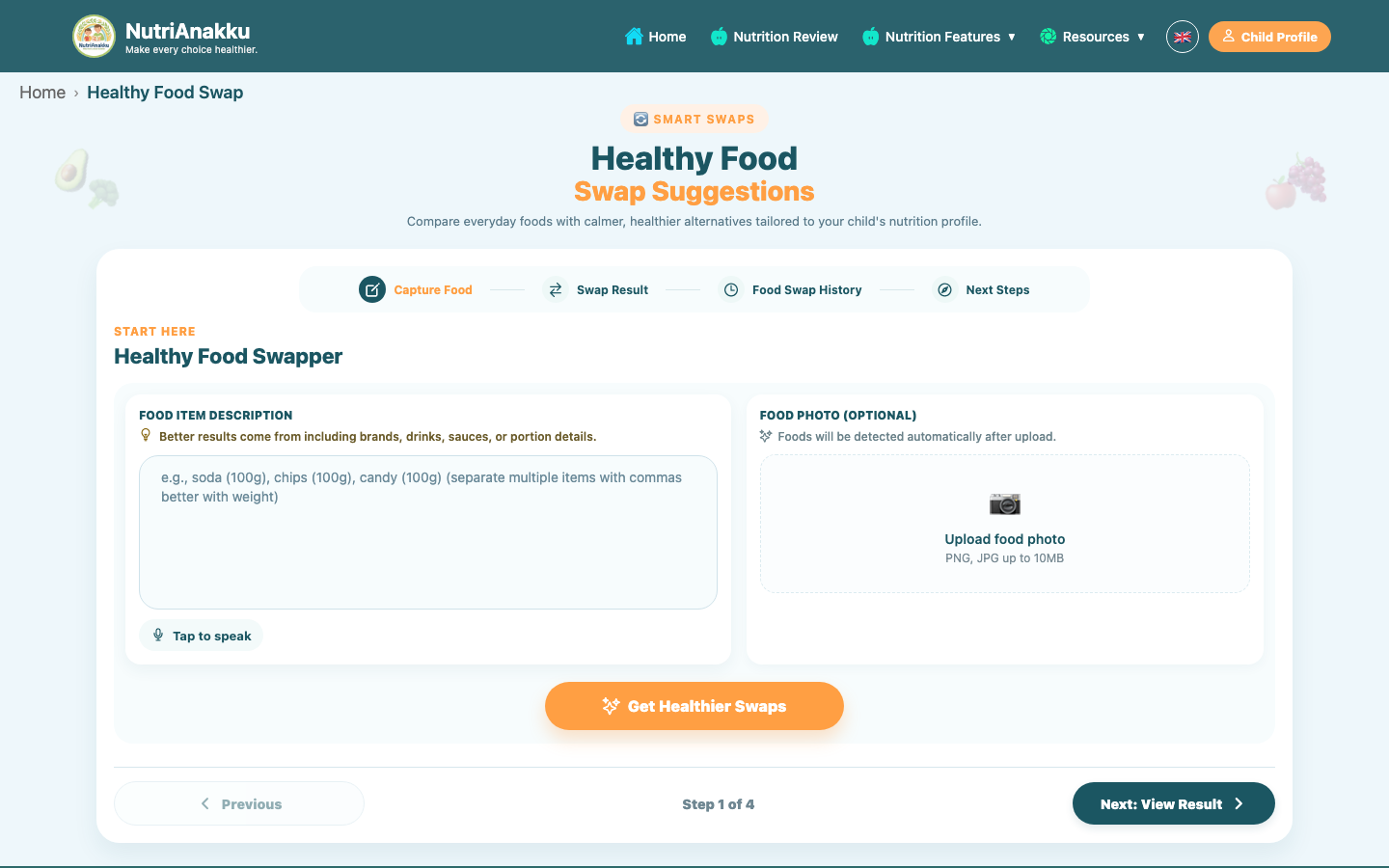 NutriAnakku — Healthy Food Swaps